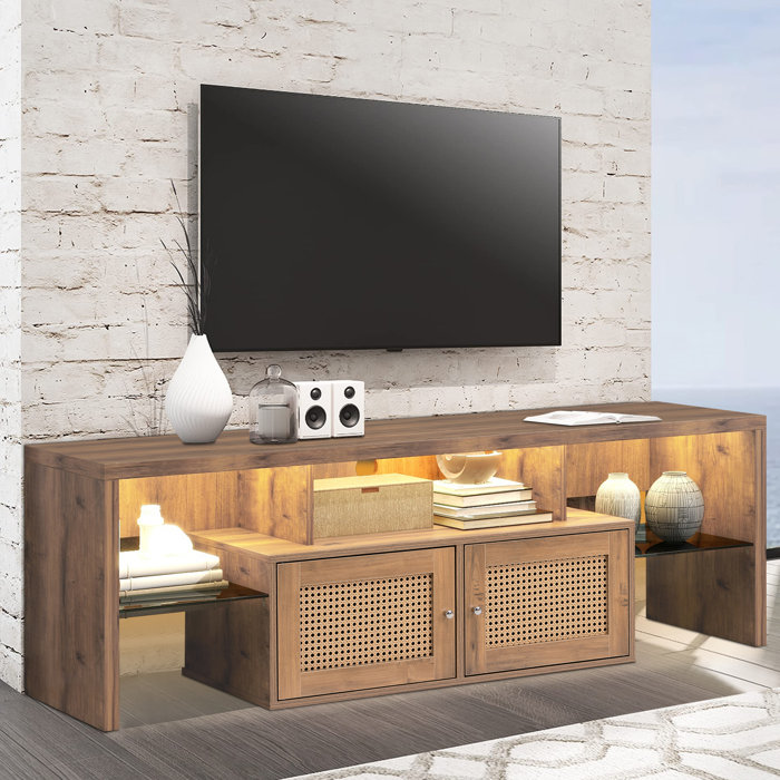 Bay Isle Home Farmhouse Rattan LED TV Stand for TVs up to 60", Media
